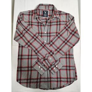 Voyage Men's Red Grey Flannel Shirt Size Medim Cotton Blend